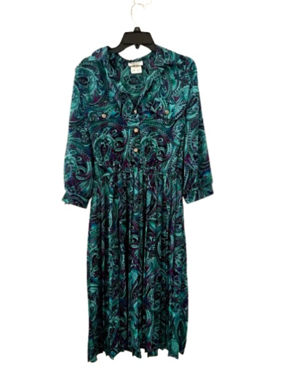 🌞3/$18 CLOSET SALE!!🌞Vintage Teal Paisley Button-Front Women’s Dress